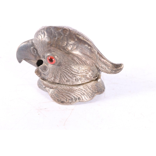 48A - Victorian glass novelty wine ewer in the form of a parrot, the silver mounts by Alexander Crichton L... 