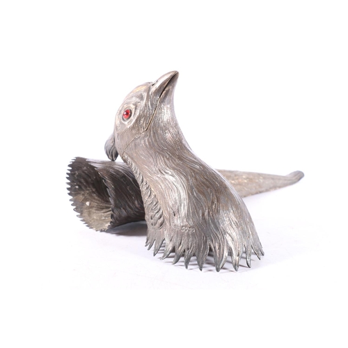 48B - Victorian novelty wine ewer silver mounts in the form of a pheasants head and tail, by Sampson ... 