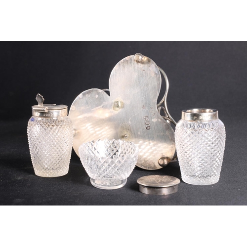 49 - Cased set of four Victorian silver mounted hobnail cut glass cruet stands, by Walter & John Barn... 