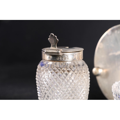 49 - Cased set of four Victorian silver mounted hobnail cut glass cruet stands, by Walter & John Barn... 