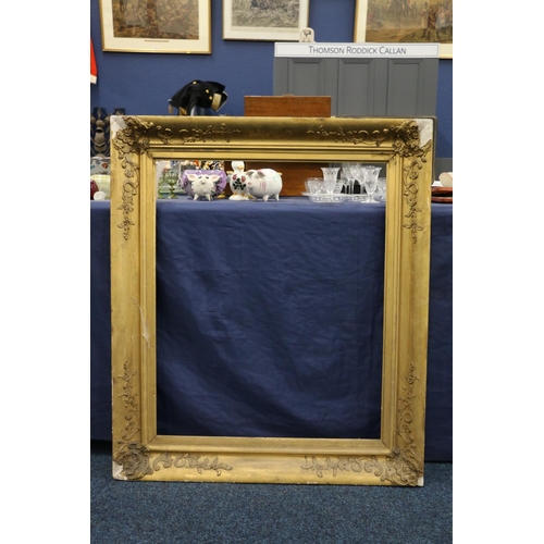 9 - Antique gilt frame, the interior dimensions 75cm x 65cm, exterior 102cm x 87cm.