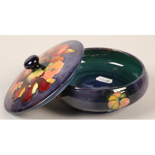 182 - Moorcroft, dish and cover 15 cm diameter.