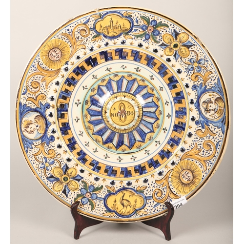 204 - 19th century Italian majolica wall plaque, 41cm