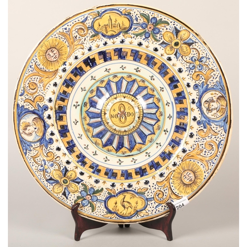 204 - 19th century Italian majolica wall plaque, 41cm