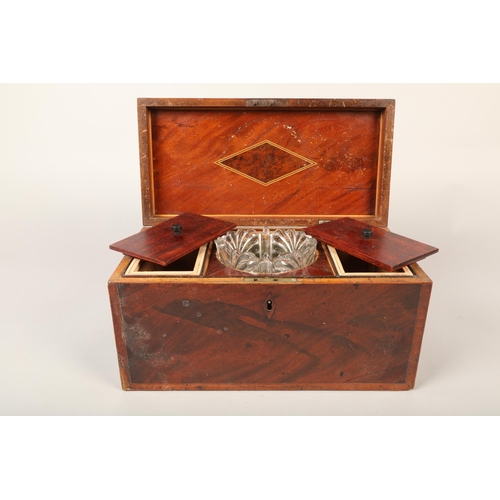 212 - 19th century inlaid mahogany tea caddy with mixing bowl