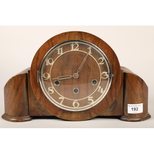 192 - Art Deco walnut veneer mantle clock