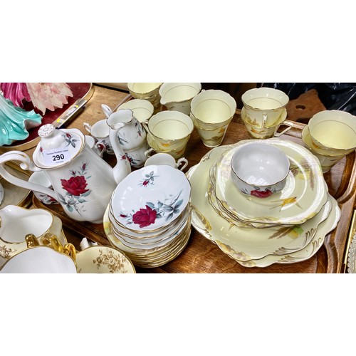 290 - Grafton 'Derwent' part tea set and Royal Albert 'Sweet Romance' part coffee set