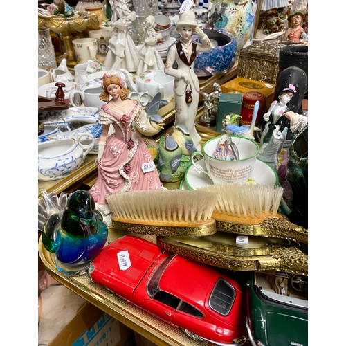 288 - Miscellaneous ephemera to include Coalport lady, Jaguar E-Type model cars, decorative wall plates, d... 