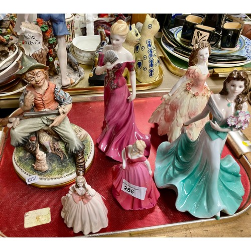 286 - Four Coalport ladies, a Royal Worcester lady & capodimonte figure (6)