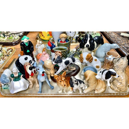 267 - Tray of assorted ceramics to include animal figurines, Cinderella figurines, Wade, Border Fine Arts,... 