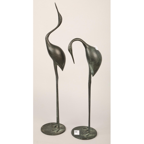 236 - Pair of bronzed models of cranes, 39cm height