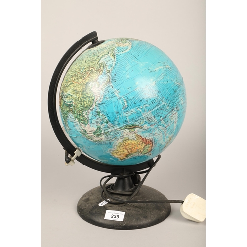 239 - Illuminated globe on circular stand