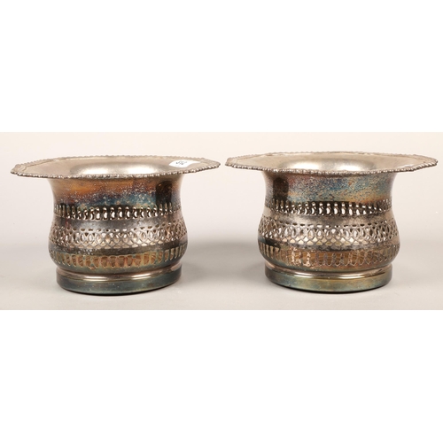 312 - Pair of Silver plated pierced wine coaster