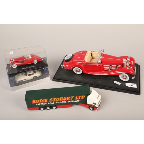 334 - Model cars including Mercedes-Benz 500K Special Roadster, Mercedes 300SL 1954, etc