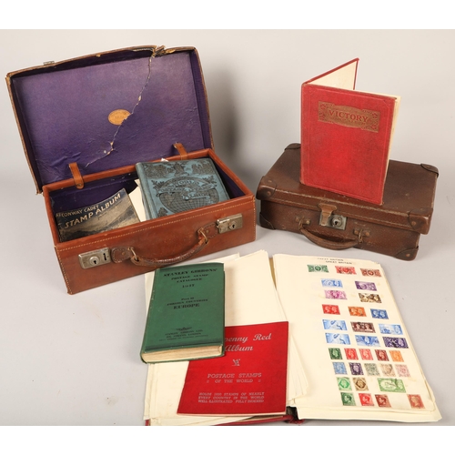 372 - Two briefcases and a large quantity of stamps