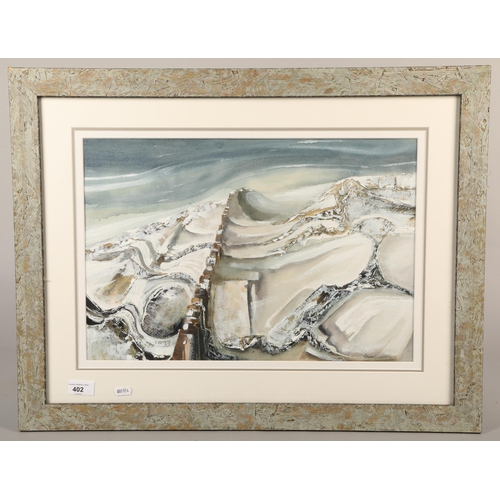 402 - Donald Holden 'Big end snow' mixed media,33 x49 cm (69 x 54 cm including frame)