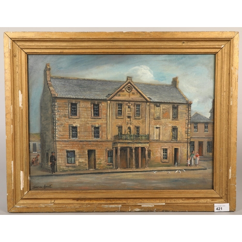 421 - Monica Grant, Town hall, oil on canvas, 48 x 36 cm (59 x 46 cm including frame)