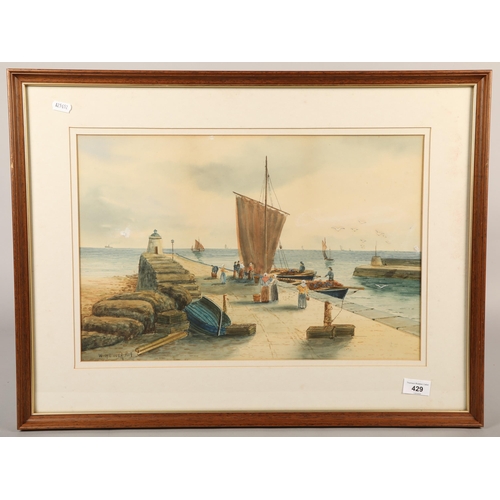 429 - W Glover, 'Fisherwoman' watercolour on paper, dated 1914, 48 x 33cm ( 66 x 50 cm  including fra... 