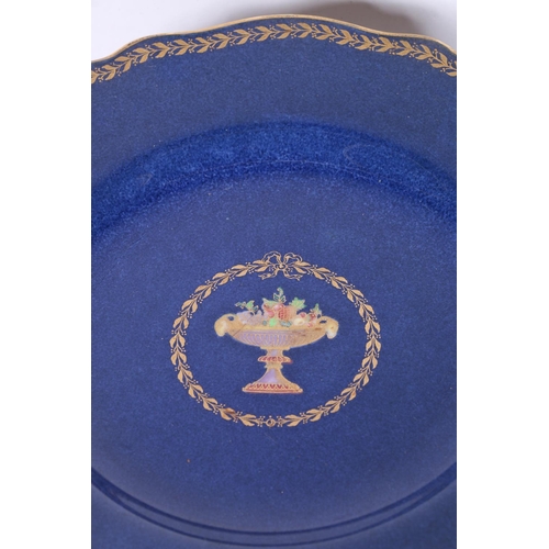 103 - Copeland Spode gilt blue and urn decorated part dessert set, retailed by Heal & Sons of London.