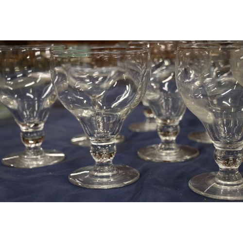 111 - Set of eight glass rummers, 15cm high.