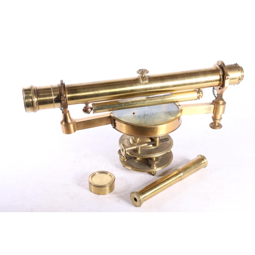 36 - Onderdewyngaart Delft brass surveyors level theodolite in mahogany case.