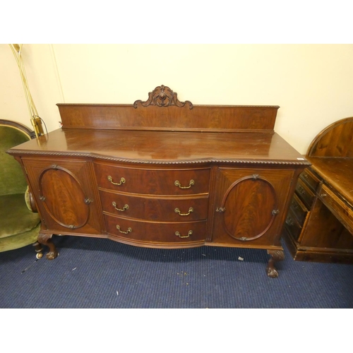 377 - Large Edwardian sideboard fitted three drawers and two cupboards.