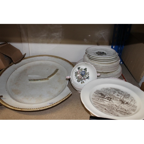 192 - Mintons part dinner set bearing Free for a Blast crest, retailed Mortlocks of Oxford Street, a simil... 