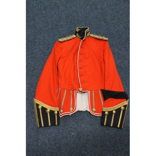 343 - British army red coatee with bullion wire collar and Royal Scots buttons, bullion wire epaulettes wi... 