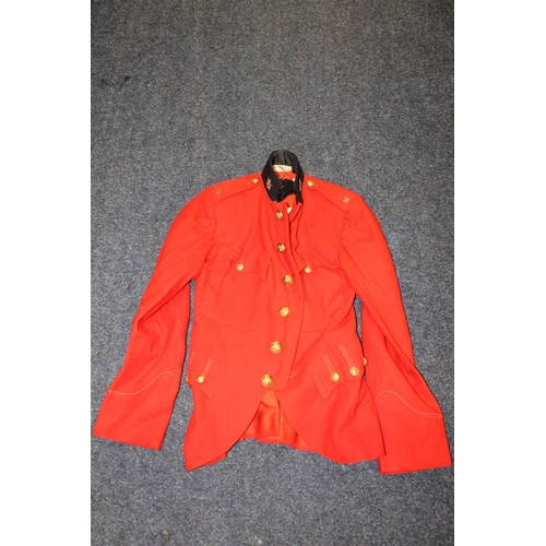 345 - British Army Red Coat jacket having brass Royal Scots buttons and collar insignia, the interior with... 