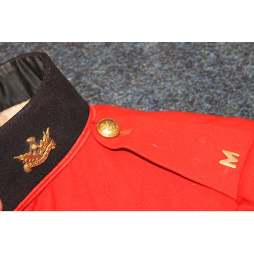 345 - British Army Red Coat jacket having brass Royal Scots buttons and collar insignia, the interior with... 