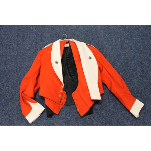 350 - British Army Mess Dress red jacket with matching waistcoat bearing insignia of East Surrey Regiment.