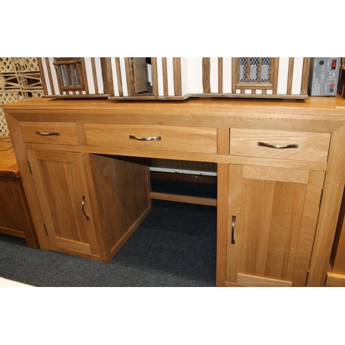 414 - JB Global (Oak Furniture Land) solid wood knee hole desk, 140cm long.