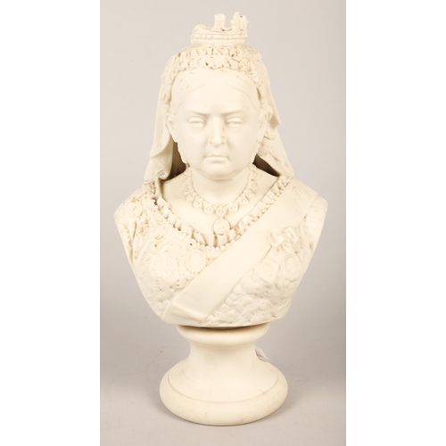 471 - Parian ware bust of Queen Victoria by Turner & Wood, Stoke, approximately 30cm height