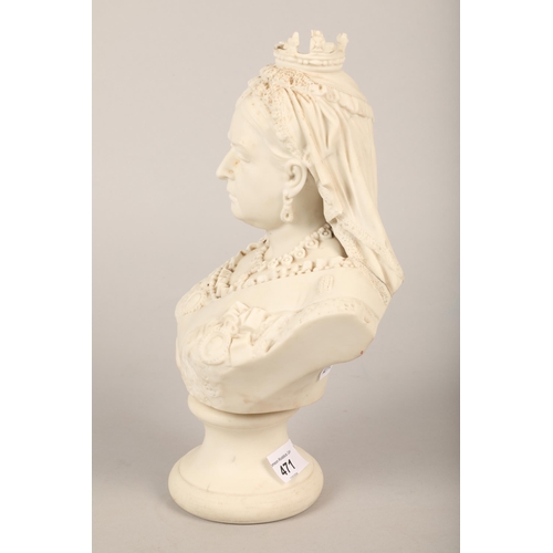 471 - Parian ware bust of Queen Victoria by Turner & Wood, Stoke, approximately 30cm height