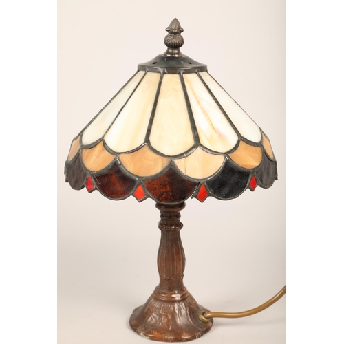 484 - Small Tiffany-style lamp with pottery lamp base