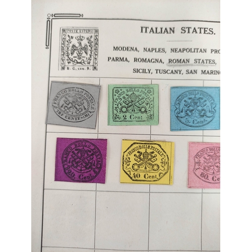 448 - Papal States. Album sheet comprising of seven early imperforated Papal States issues dating predomin... 