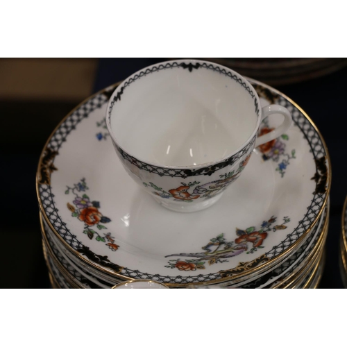 126 - Tuscan China black floral decorated part teaset.