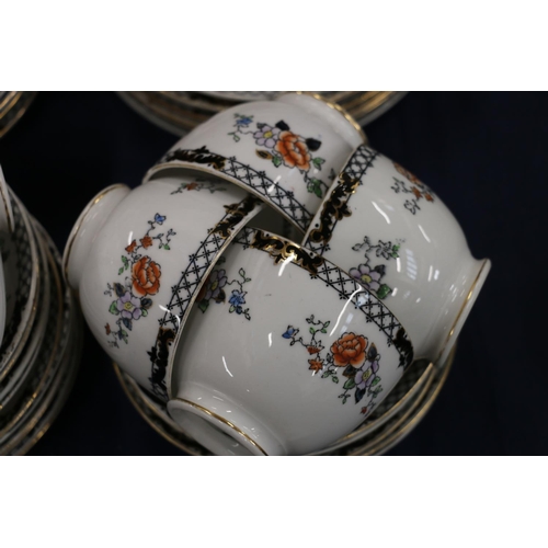 126 - Tuscan China black floral decorated part teaset.