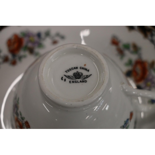 126 - Tuscan China black floral decorated part teaset.