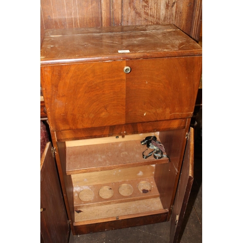 250 - Art Deco style walnut veneered drinks cabinet, 50cm wide.