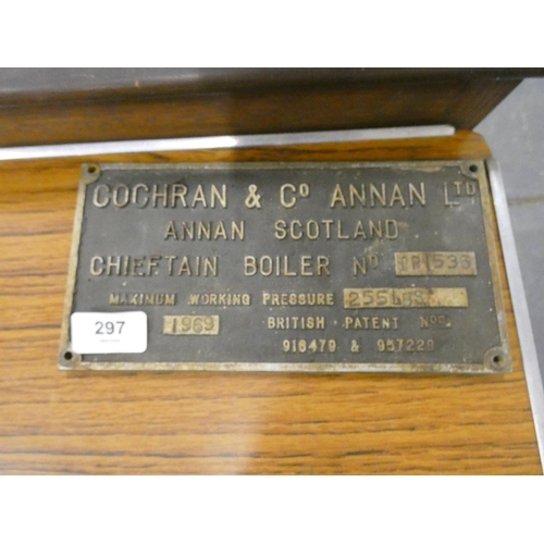 297 - Cochran and Co, Annan. Brass boiler plate.