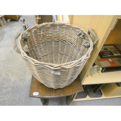 374 - Large wicker log basket.