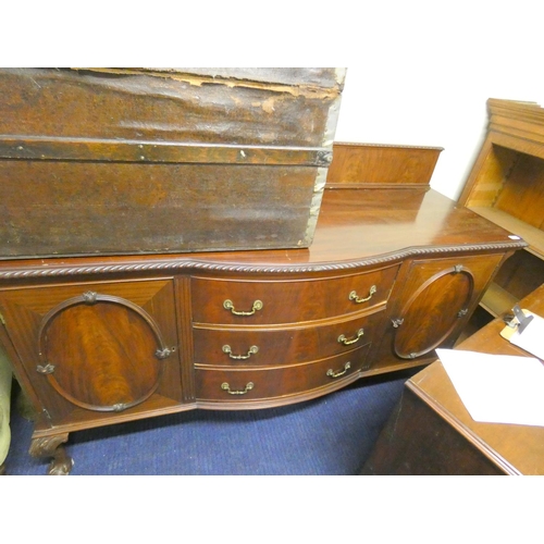 377 - Large Edwardian sideboard fitted three drawers and two cupboards.