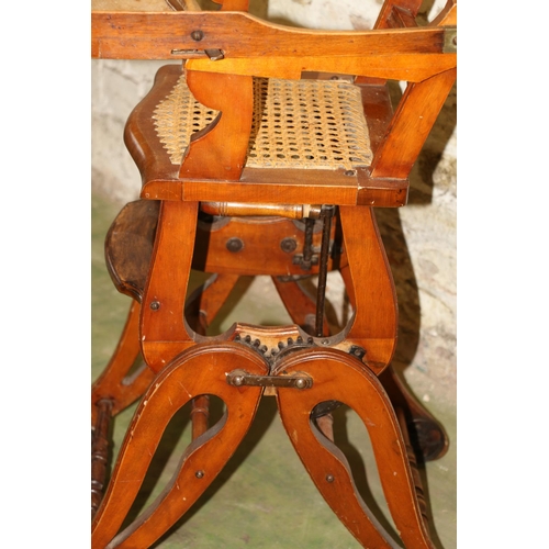 202 - Edwardian carved mahogany high chair, with bergere seat, 95cm high.