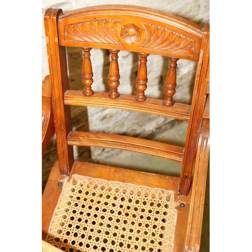 202 - Edwardian carved mahogany high chair, with bergere seat, 95cm high.