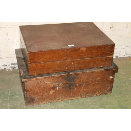 223 - Mahogany hinge top box with pop up lectern stand, and another.