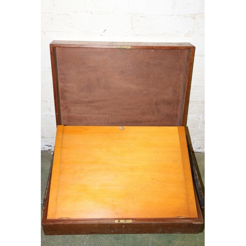 223 - Mahogany hinge top box with pop up lectern stand, and another.