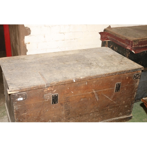 243 - Large pine hinge top blanket box, 130cm long. (a/f)