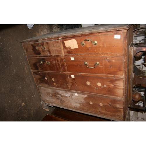 252 - Antique pine chest of drawers, the rectangular top with moulded edge above two frieze drawers above ... 