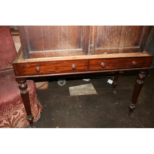 255 - Antique mahogany side cabinet with single frieze drawer above two panelled cupboard doors, 94cm wide... 